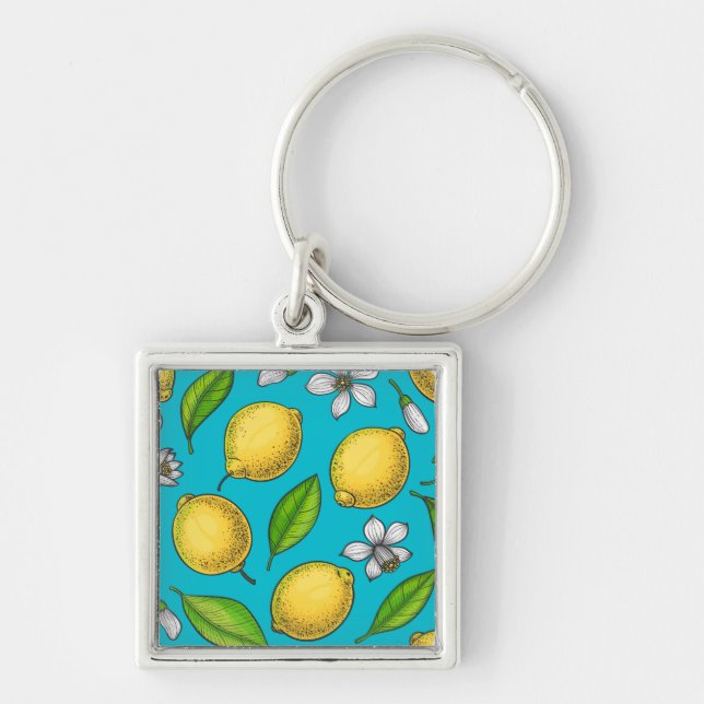 Lemons on blue keychain (Front)