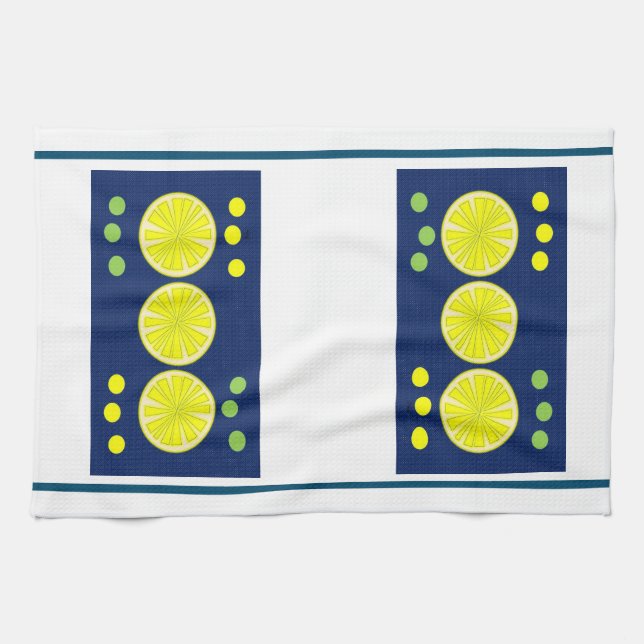 Lemons on Blue Kitchen Towel (Horizontal)