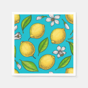 Lemons on blue napkins