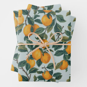 Lemons on Branches Wrapping Paper Sheets