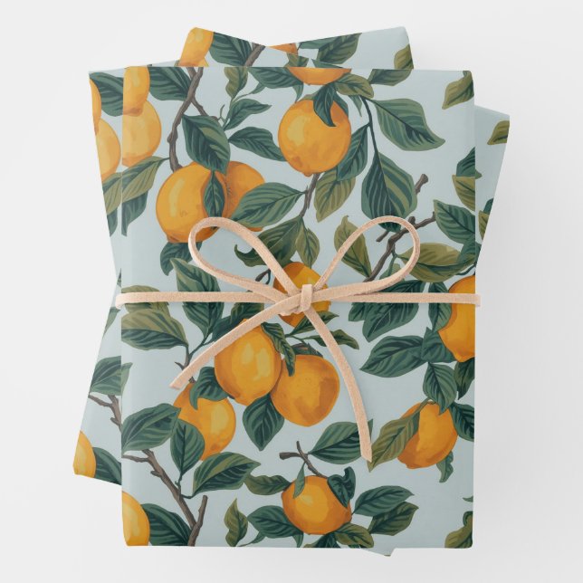 Lemons on Branches Wrapping Paper Sheets (In situ)