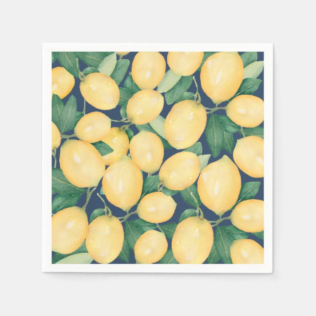 Lemons on Navy Blue Napkins (Front)