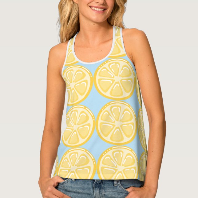 lemons on pale blue background Athletic    Tank Top (Front)