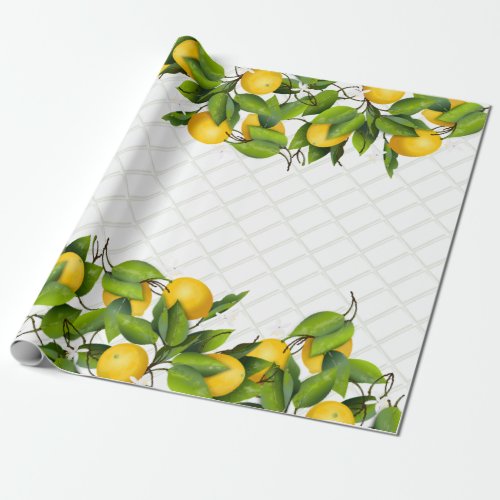 Lemons on Trellis Wrapping Paper