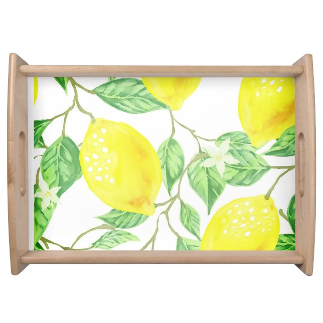 Lemons on Vine Design Citrus Theme Serving Tray (Front)