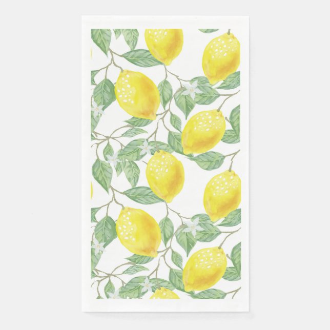 Lemons on Vine Design Paper Guest Towels (Front)
