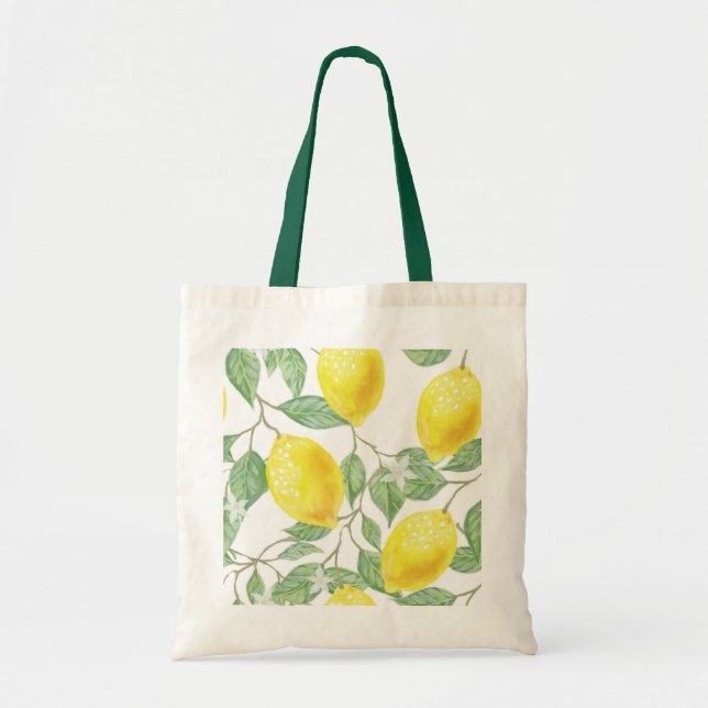 Lemons on Vine Design Tote Bag (Front)