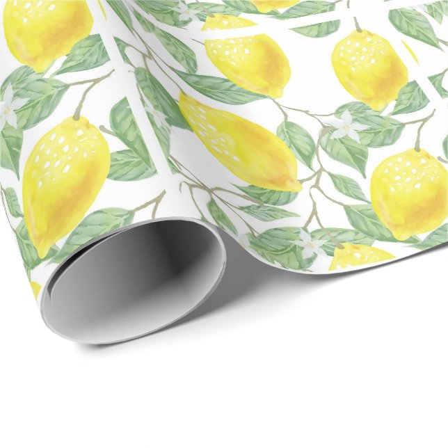 Lemons on Vine Design Wrapping Paper (Roll Corner)