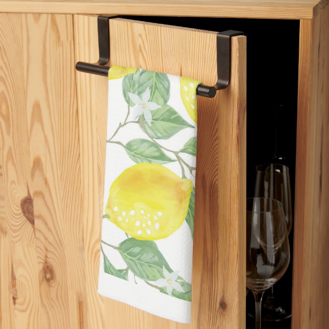 Lemons on Vine Design Yellow Kitchen Towel (Thirds Fold)