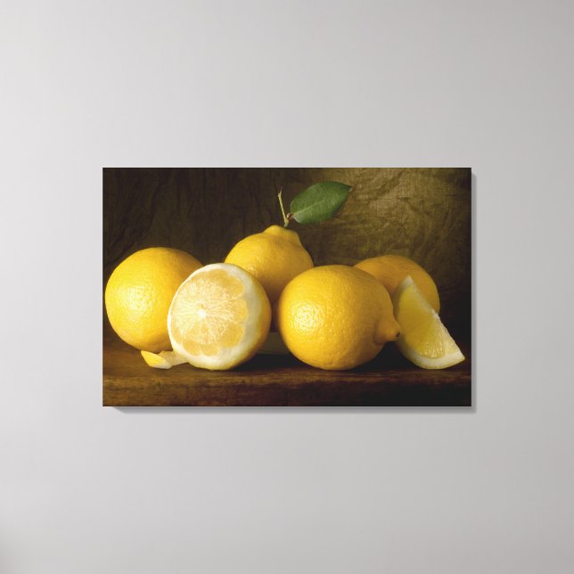 lemons on wood canvas print (Front)