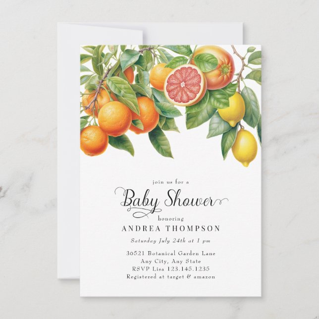 Lemons Orange | Citrus | Baby Shower  Invitation (Front)