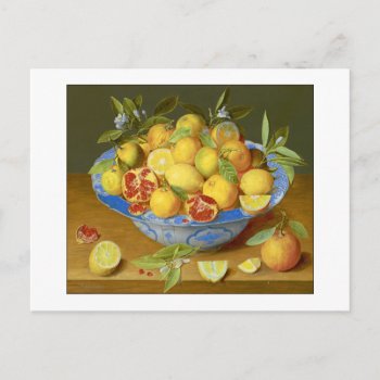 Lemons  Oranges And A Pomegranate Postcard by lazyrivergreetings at Zazzle