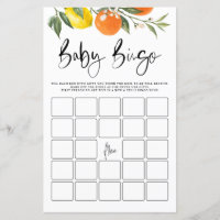 Lemons & Oranges Botanical Baby Shower Bingo Game