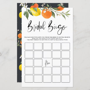 Lemons Oranges Botanical Bridal Shower Bingo Game