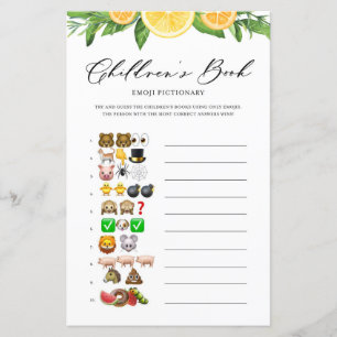 Lemons & Oranges Emoji Pictionary Baby Shower Game