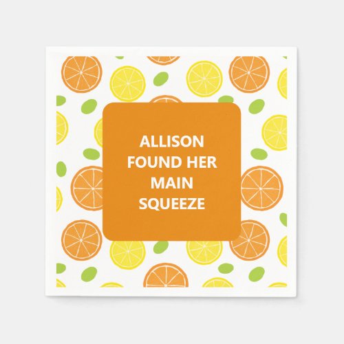 Lemons  Oranges Fruit Personalized Bridal Shower Napkins