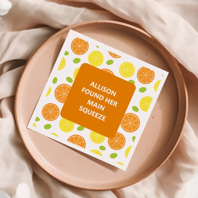 Lemons & Oranges Fruit Personalized Bridal Shower Napkins (Creator Uploaded)