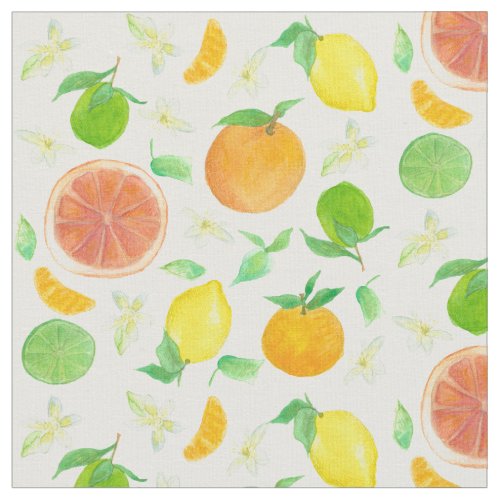 Lemons Oranges Grapefruit Citrus Fruit Watercolor Fabric