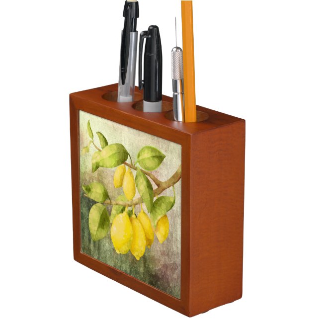 Lemons Painting  Desk Organizer (In Situ)