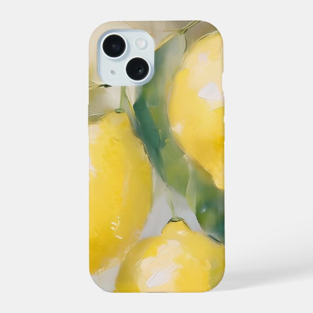 Lemons painting iPhone 15 case (Back)