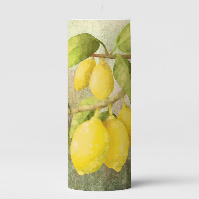 Lemons Painting  Pillar Candle (Front)