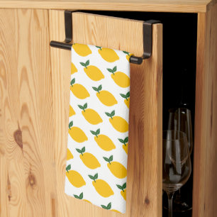 Lemons Pattern Cute Citrus Summer Yellow Fruit Kitchen Towel