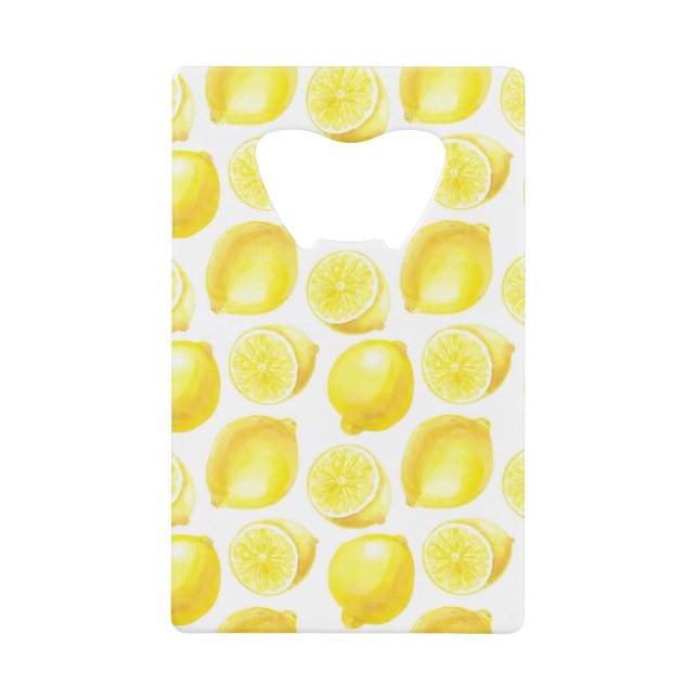 Lemons pattern design credit card bottle opener (Front)