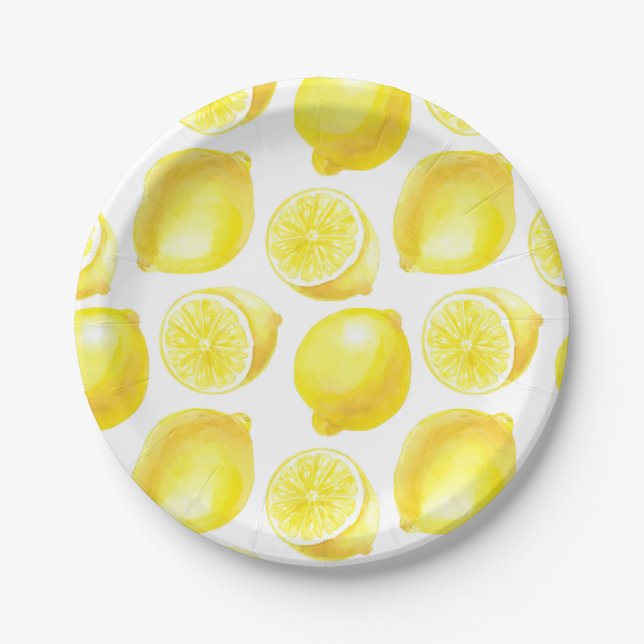 Lemons pattern design paper plates (Front)