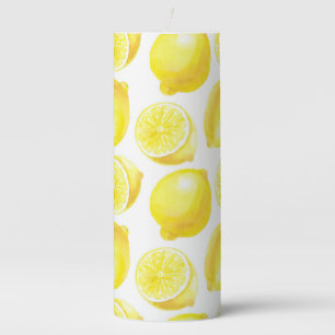 Lemons pattern design pillar candle