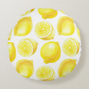 Lemons pattern design round pillow
