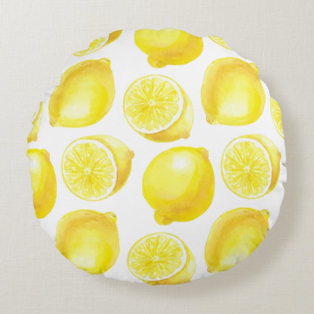 Lemons pattern design round pillow (Front)