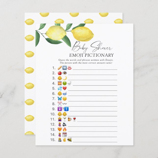 Lemons pattern - Emoji pictionary game (Front/Back)