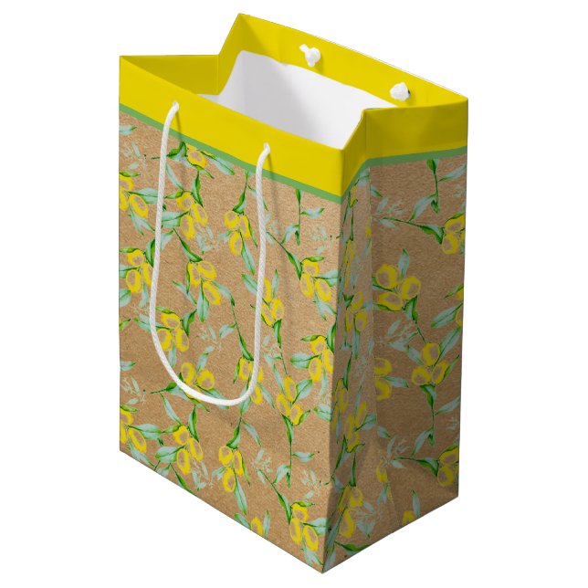 Lemons pattern  medium gift bag (Front Angled)