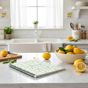 Lemons pattern personalized recipe notebook