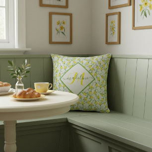 Lemons pattern personalized throw pillow