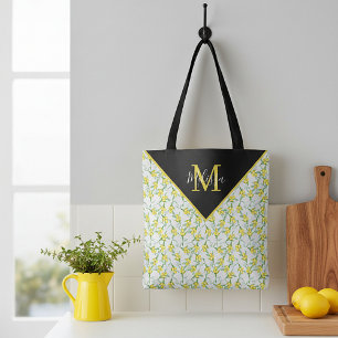 Lemons pattern personalized tote bag