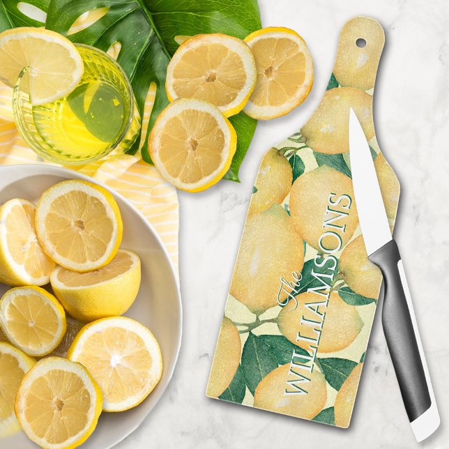 Lemons Personalized Glass Cutting Board (Lemons Personalized Glass Cutting Board)