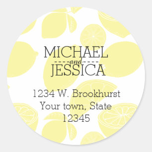 Lemons Personalized name and address Classic Round Sticker