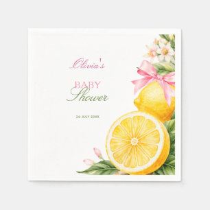 Lemons Pink Coquette Baby Shower Napkins