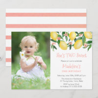 Lemons Pink TWO Sweet Girl Birthday Party Picture