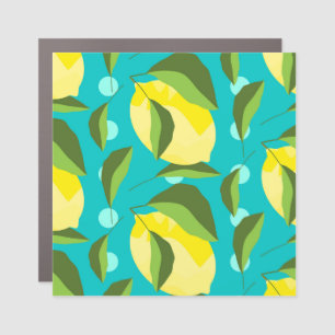 Lemons Polka Dot: Blue Background. Car Magnet