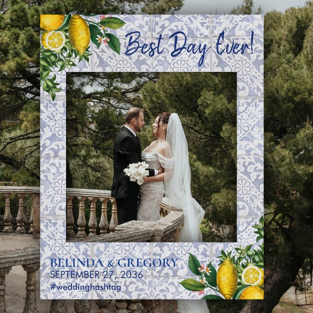 Lemons Portuguese Tiles Wedding Photo Prop Frame Foam Board (Lemons Portuguese Tiles Wedding Photo Prop Frame Foam Board)