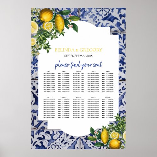 Lemons Portuguese Tiles Wedding Seating Chart