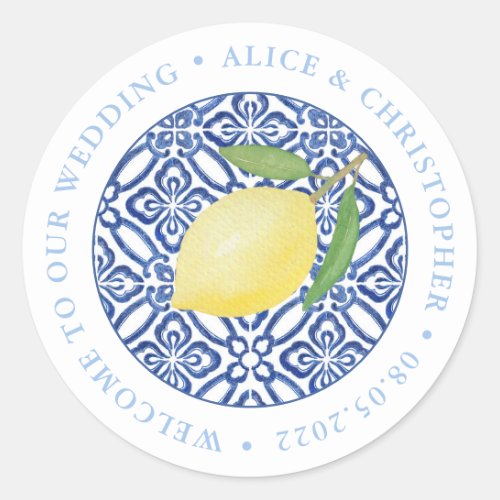 Lemons Positano Welcome To Our Wedding Out Of Town Classic Round Sticker