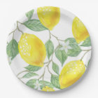 Lemons Print Paper Plates in Yellow and Green
