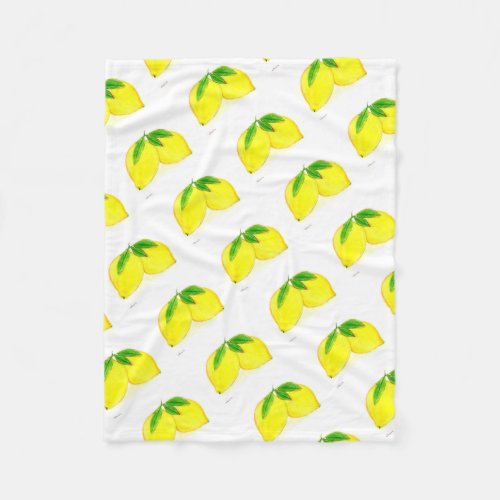 Lemons print Yellow Fruits Fleece Blanket