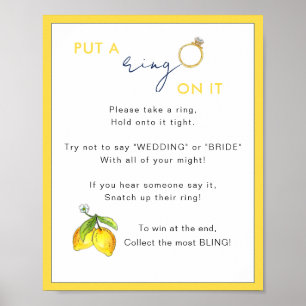 Lemons Put a ring on it  Bridal Shower Game Poster
