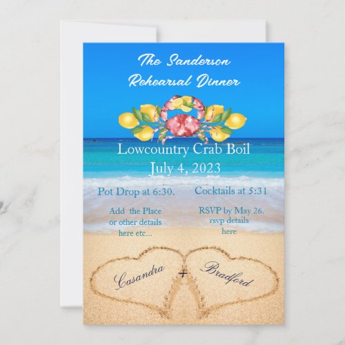 Lemons Red Crab  Low Country Invitation