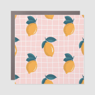 Lemons, retro geometry, summer seamless pattern. car magnet