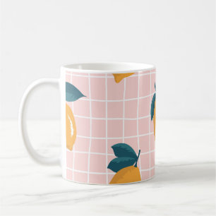 Lemons, retro geometry, summer seamless pattern. coffee mug